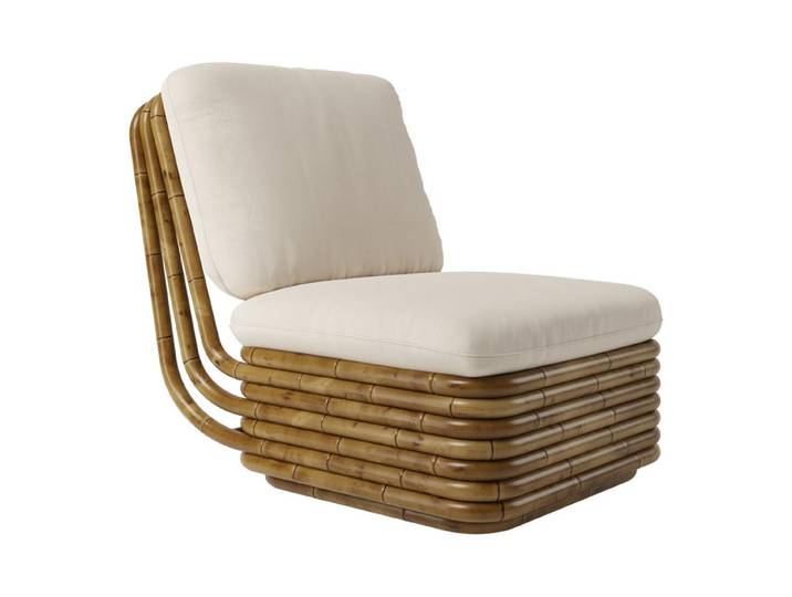 GUBI fauteuil pour l'extérieur BOHEMIAN 72 (Cat. B Linee Enzo Degli Angiuoni 1174 - Tissu et rotin)