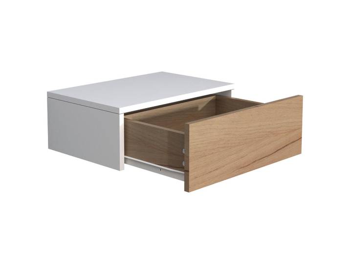 Livetastic Nachttisch, Weiss, Eichefarben, Holzwerkstoff, 1 Schublade(n) Schubladen, 45x15x30 cm, hängend, Schlafzimmer, Nachttische