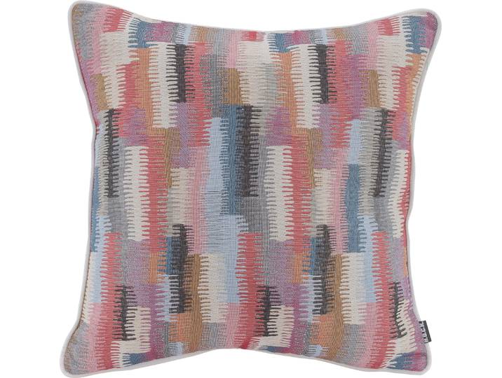 Dekokissen H.O.C.K. Howy , bunt (rot, blau, schwarz, gemustert), B:50cm H:10cm L:50cm, Baumwolle, Polyester, Dekokissen_Sitzkissen_Kissenhüllen, Dekokissen, mit weissem Keder, Kissenhülle mit Füllung, 1 Stück