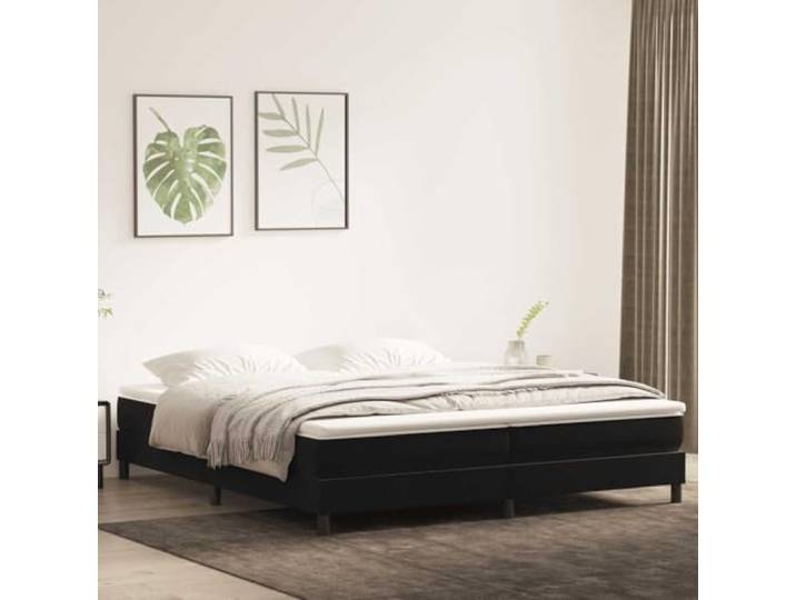 RJPLMFV Lattenrost, Velours, 200 x 210 cm, Schwarz Bettgestell ohne Matratze, weicher und glatter Stoff, robuste Füße, optimale Unterstützung und Atmungsaktivität