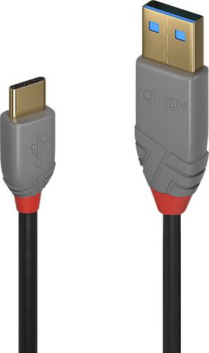 LINDY USB-Kabel USB 2.0 USB-A Stecker, USB-C Stecker 1.00m Schwarz 36886