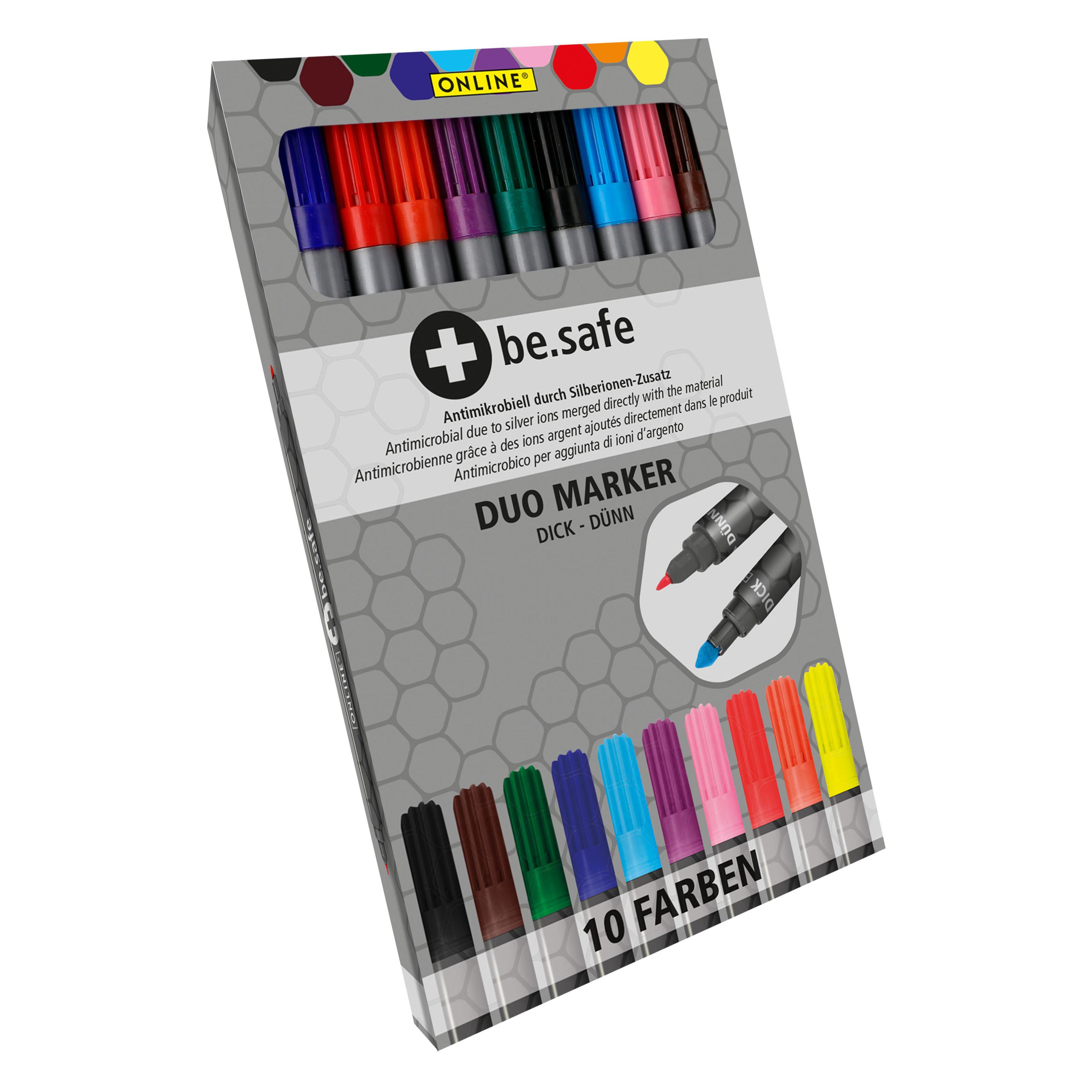 Online Duo Marker Be.Safe 2281 Kartonetui, 10 Farben (10x) (2281)