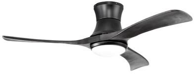 Costway 52 Inch Flush Mount Ceiling Fan with LED Light-Black
