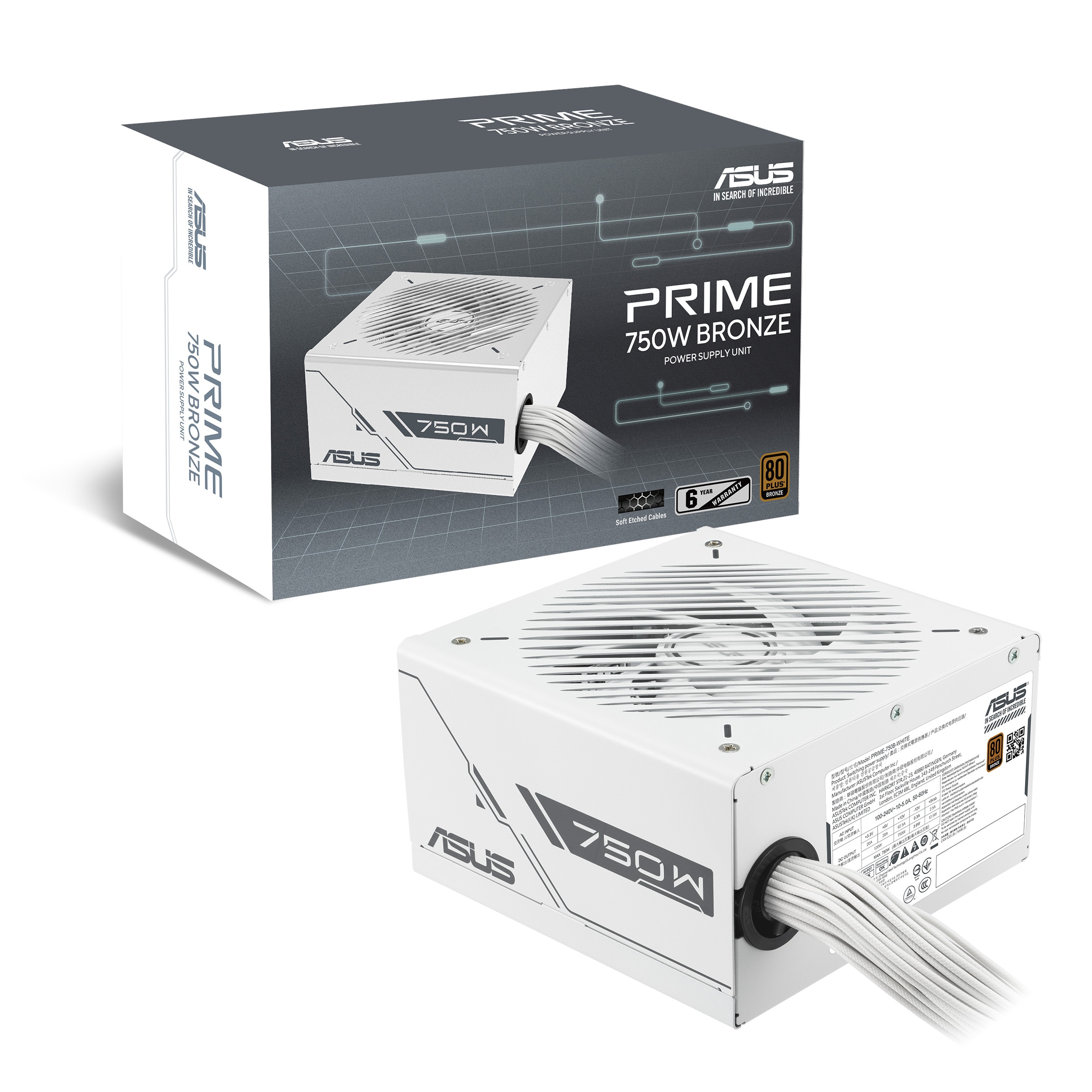 ASUS PRIME-750B-WHITE 80+Bronze 750W ATX Netzteil 90YE00Y3-B0NA00