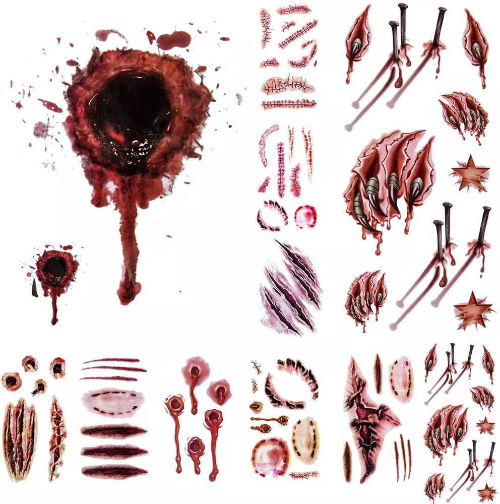 INF Tatouages de plaies / faux tatouages Halloween 11 feuilles