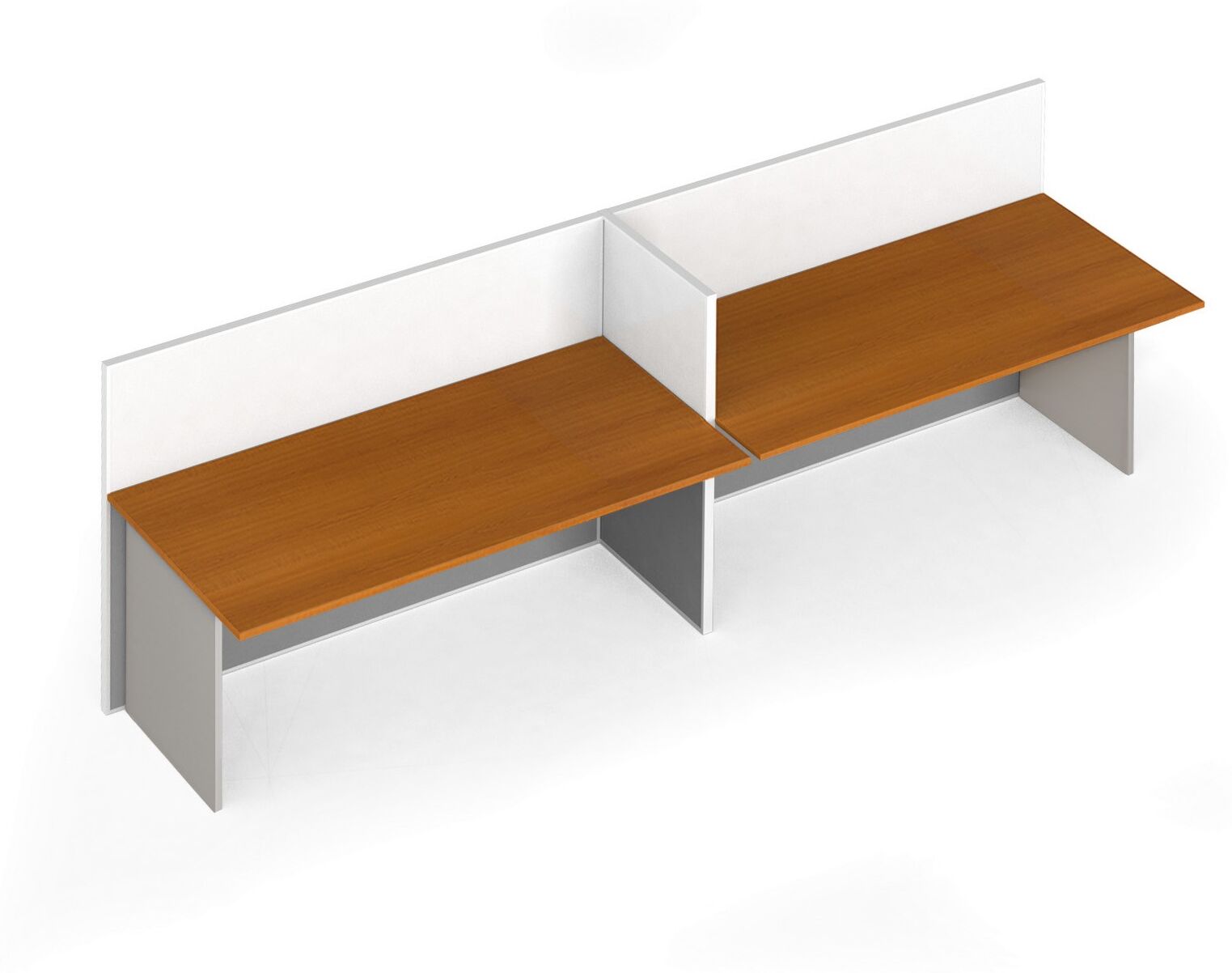 B2B Partner Büroschreibtisch mit Magnettafel-Trennwänden, 2 Plätze, grau/Kirschbaum