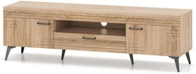 Costway TV Stand with 2 Cabinets and Storage Drawer for 65 Inches TVs-Oak