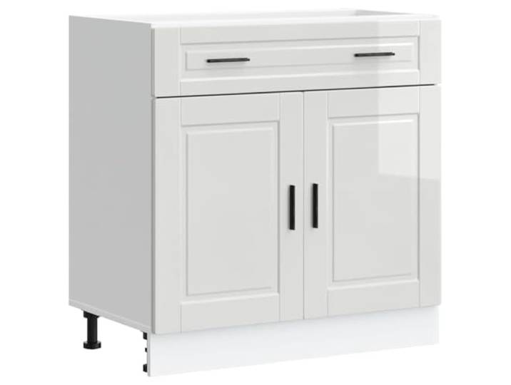 fsahslih Küchenunterschrank Porto Hochglanz-Weiß 80x46x81,5 cm Vielseitiger Anstellschrank für die Küche mit Schublade, verstellbaren Füßen und robuster Holzwerkstoff-Konstruktion.