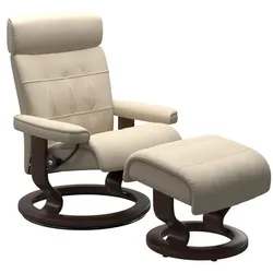 Stressless Sessel mit Hocker Erik Classic Leder Beige Batick Cream S (Small)