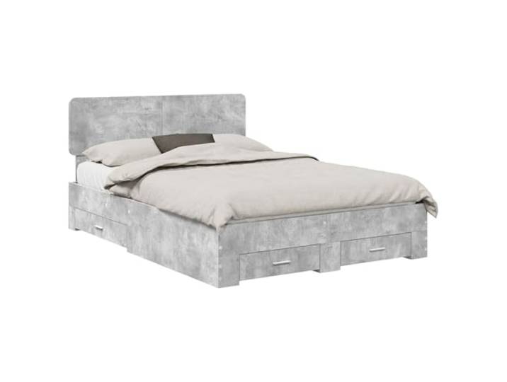 HMDNGOUT Bettrahmen mit Kopfteil Beton Grau 160 x 200 cm Holzwerkstoff mit Schubladen
