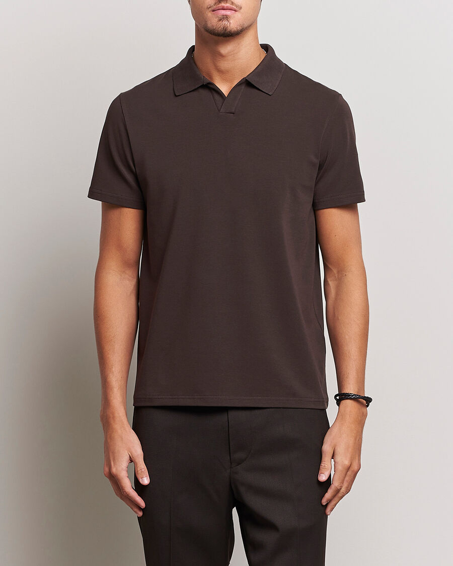 Filippa K Soft Lycra Polo T-Shirt Dark Chocolate men M Brun