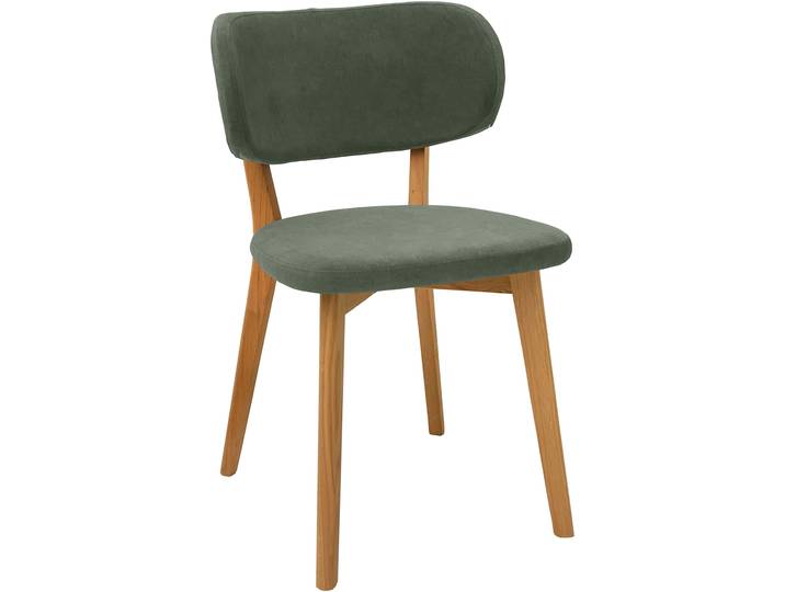 4-Fussstuhl MASSIVLINE & MORE Luxy Stuhl, Esszimmerstuhl, Küchenstuhl , grün (braun, grün), B:52cm H:83cm T:59,5cm, Polyester, Stühle, 4-Fussstuhl, Massivholz: Wildeiche geölt