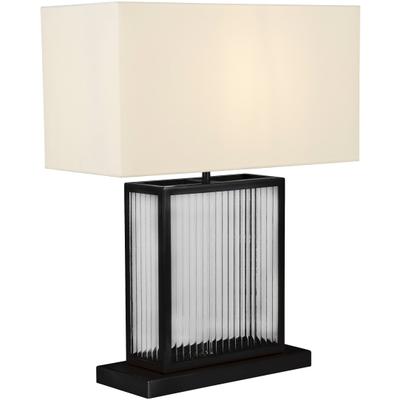 SEARCHLIGHT Tischleuchte "Clarendon Table Lamp - Tempered Glass, Black & Velvet Shade", schwarz (matt schwarz, klar und weiß), 1, H: 37cm, 1 Stk., Leuchten, Tischleuchte