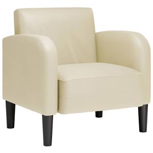 vidaXL Loungesessel 4100530, creme, mit Vierfußgestell aus Kunststoff und Kunstlederbezug