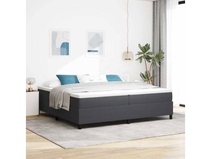 YUTAASU Boxspringbett Dunkelgrau Weiß 200x200 cm Cordstoff Holzwerkstoffrahmen, Kunststoffbeine, Taschenfederkernmatratze, Mittlere Festigkeit