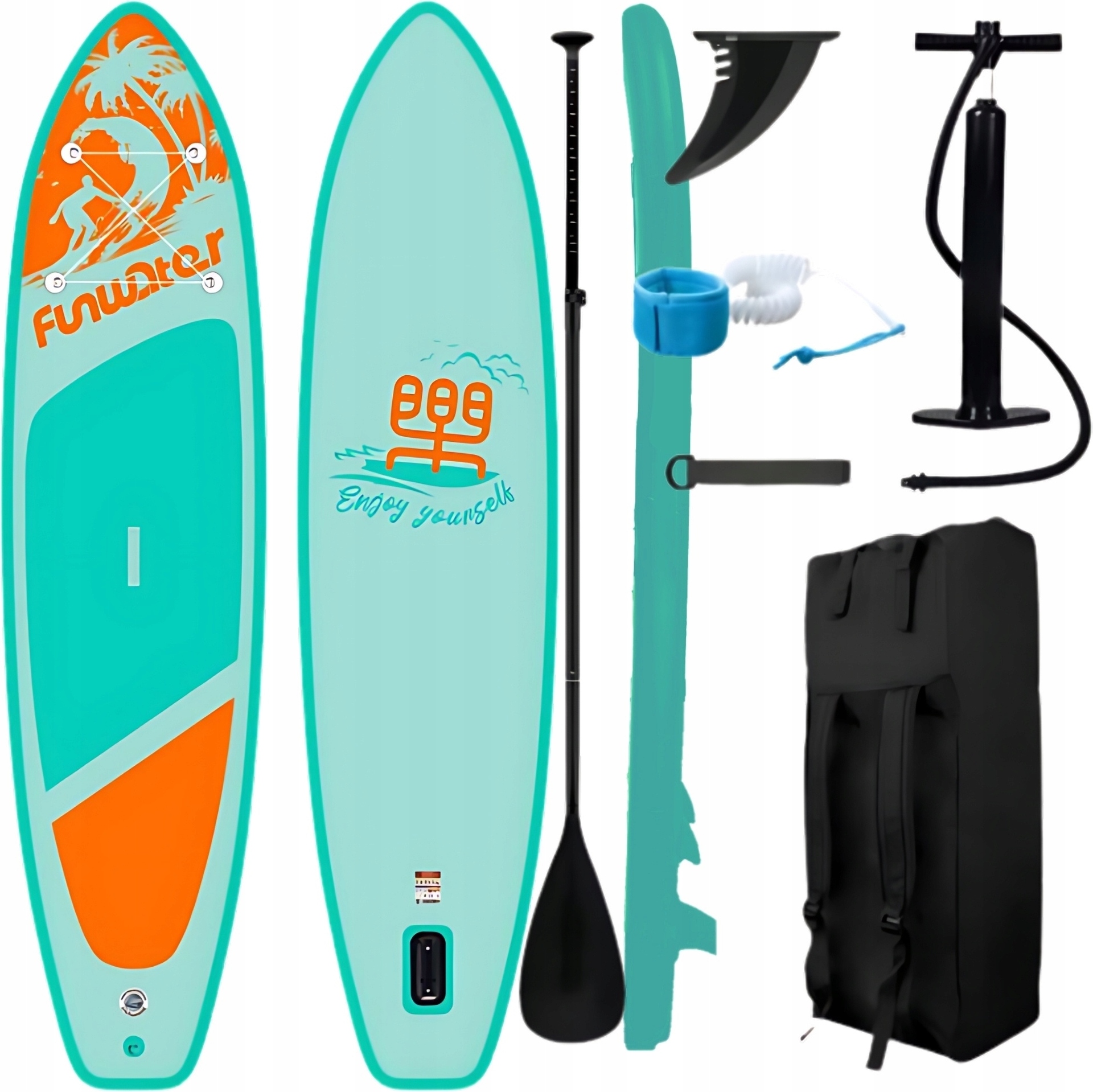 SUP-Board 350 cm Funwater-aufblasbar, Komplettset mit Paddel, Pumpe und Bezug
