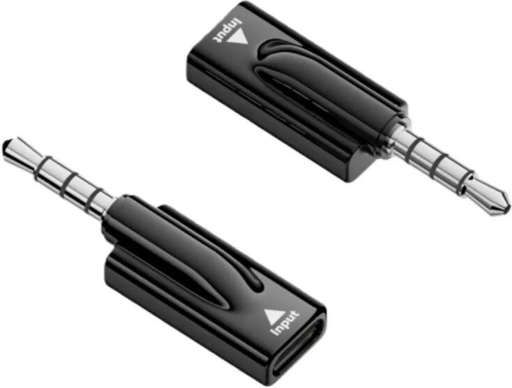 INF 3,5mm Stecker auf USB-C Buchse Audio-Adapter mit DAC-Chip — Doppelpack, 16bit/48KHz, 40mW Ausgang, Schwarz