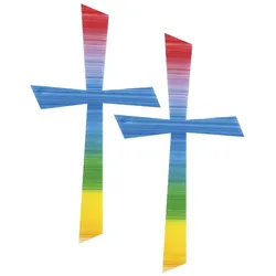 Wachsverzierung "Kreuz geschwungen Regenbogen"