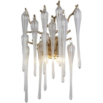 SEARCHLIGHT Wandleuchte "Heritage 2Lt Wandleuchte, goldenes Metall und klare Glas-Tropfen", goldfarben, H: 42cm, 1 Stk., Leuchten, Wandleuchte