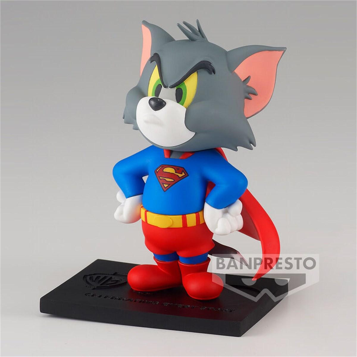 Banpresto Tom en Jerry 100e verjaardag Warner Bros. Tom als Superman figuur, 8 cm