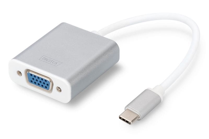 DIGITUS USB 3.0 Adapter 0,2m Typ-C zu VGA Grafik 1080p St./Bu. weiß