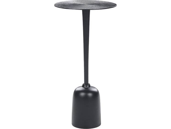 BELIANI Beistelltisch Schwarz Aluminium Rund 30 cm mit Säulenfuß Modern Einbeinig Wohnzimmer Ausstattung Möbel Blumenständer