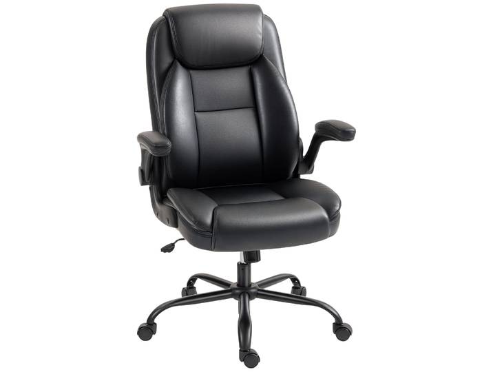 HOMCOM Chaise de bureau ergonomique avec accoudoirs relevables, hauteur ajustable, fonction de bascule et rotation 360°, fauteui