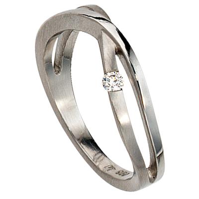Diamantring JOBO "Platinring" Gr. 58, silber (platin 950), Fingerringe, Damen, 58, SI = kleine Einschlüsse, Diamanten Platin 950, Diamanten, Platin 950, Diamantring, 950 Platin teil matt mit Diamant