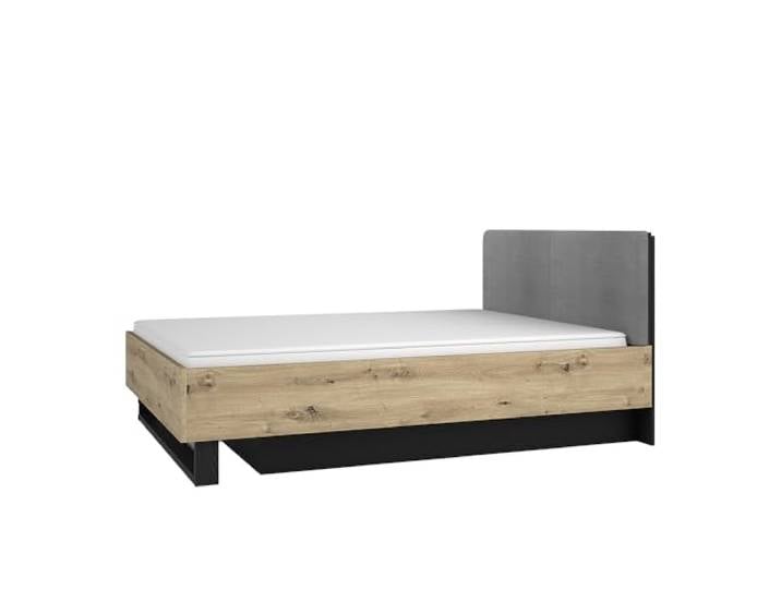 Lomadox Bett Doppelbett 160x200, Graphit mit Artisan Eiche, Lattenrost aufklappbar, Stauraum
