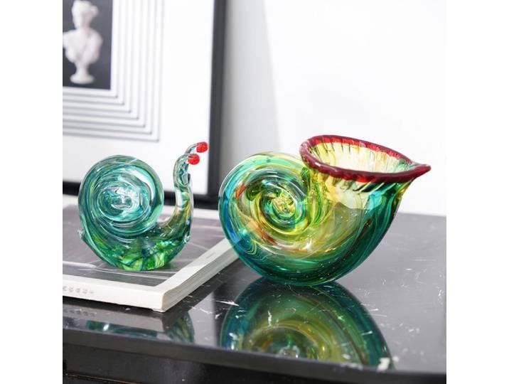 Conque colorée en verre abstrait, ornement d'art d'escargot, salon moderne, modèle d'entrée, décoration de bureau d'hôtel