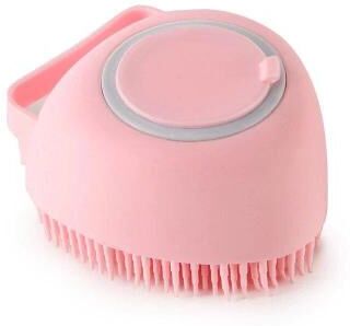 Multisell Products Hub Soft Silicone Pet Bath Brush, Bathroom Puppy Dog Cat Massage Gloves, Safe Grooming Accessories For Pets heart shaped Pink