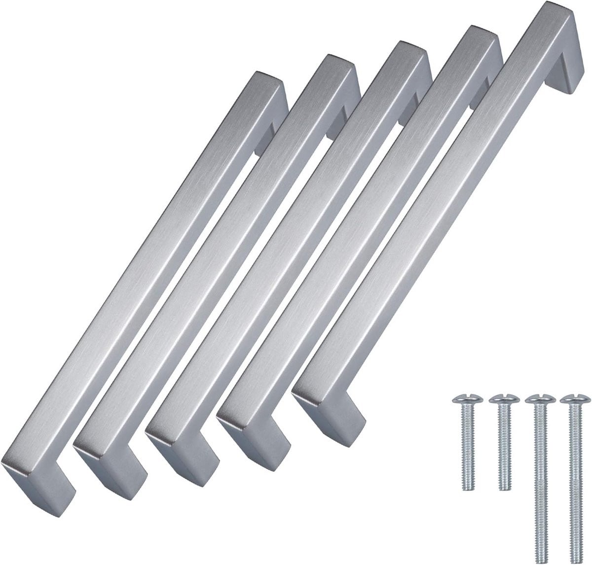 Set van 5 RVS Meubelgrepen Vierkant met 96mm Boorgatafstand