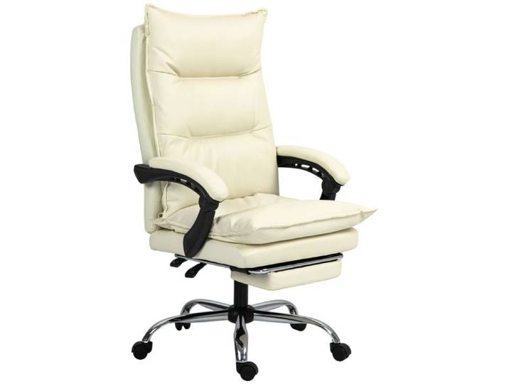 Fauteuil bureau - Zephmum - ergonomique inclinable repose-pieds beige