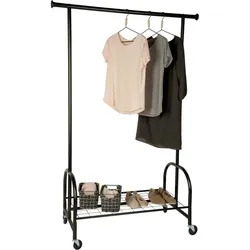 Wenko, Garderobe + Kleiderstange, Teleskop-Garderobe Profi 50696100 schwarz Metall 121,0 x 185,0 cm