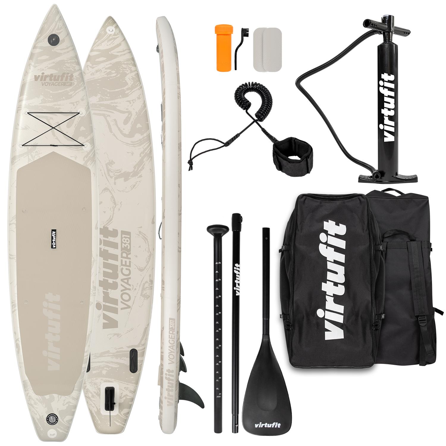VirtuFit Voyager 381 SUP-Board Beige mit Zubehör