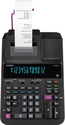 Casio Druckrechner DR-200R-BK, 2-farbiger Zeilendruck, 4,4 Zeilen/s, 12 Stellen, LC-Display, Netzbetrieb, B 204 x H 111,2 mm, schwarz