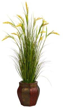 Nearly Natural "53"" Wheat Grain Artificial Plant in Decorative Planter - 12.5"""