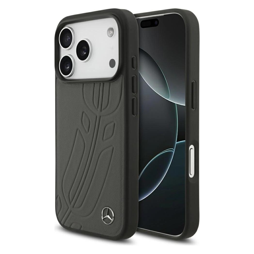 Mercedes Case Leather Large Laurel Leave MagSafe for iPhone 17 Pro antracyt (Apple iPhone 17 Pro) (Mer008557)