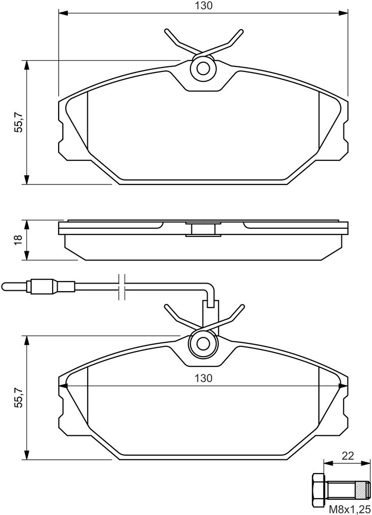 Bosch Bremsbelagsatz, Scheibenbremse 0 986 461 765 Für Renault