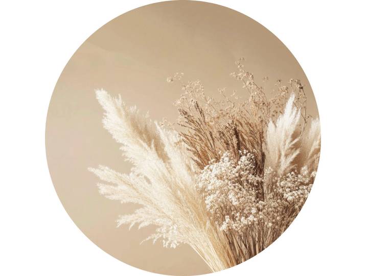 Wandkraft Bild Wandkraft, Beige, Metall, Blumen, rund, 0.3 cm, einfache und schnelle Anbringung, Bilder & Rahmen, Bilder, Sonstige Wandbilder