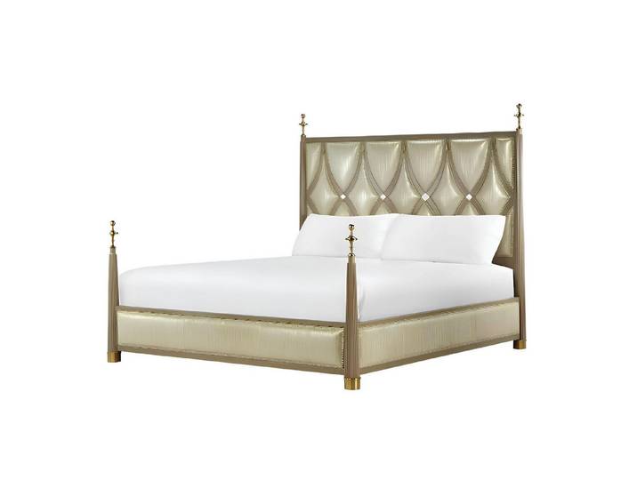 Xlmoebel Bett Designer-Bett mit textiler Polsterung und Lederbezug (Bett, Bett), Hergestellt in Europa