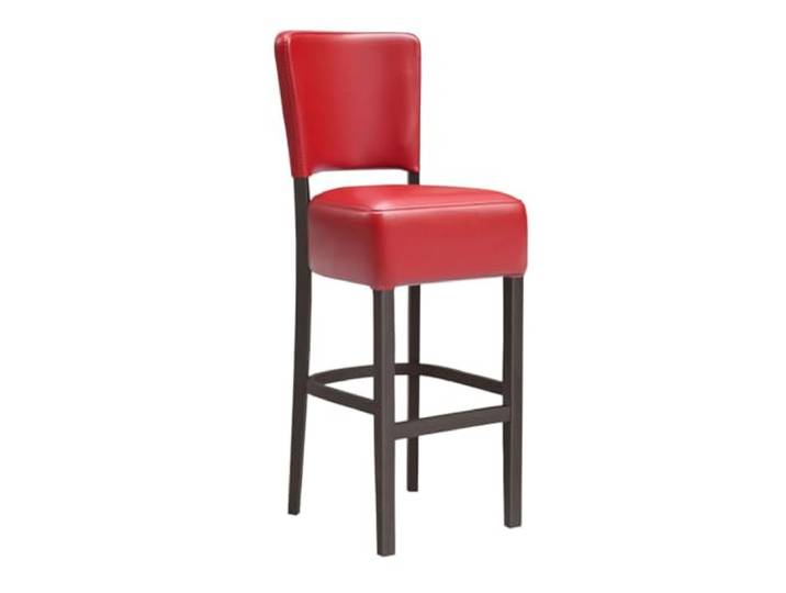 GGMMÖBEL 2-er Set Luca Gastro Barhocker Leder Rot mit Lehne Gestell: Holz/Wenge Sitzhöhe: 79cm