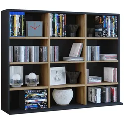 VCM Holzregal stehend   platzsparender CD-Schrank für 480 CDs oder 224 DVDs   Maße:H. 82 x B. 102 x T. 23 cm   Elegantes DVD Regal stehend   Blu-Ray Regal   CD Regal  Megosa L