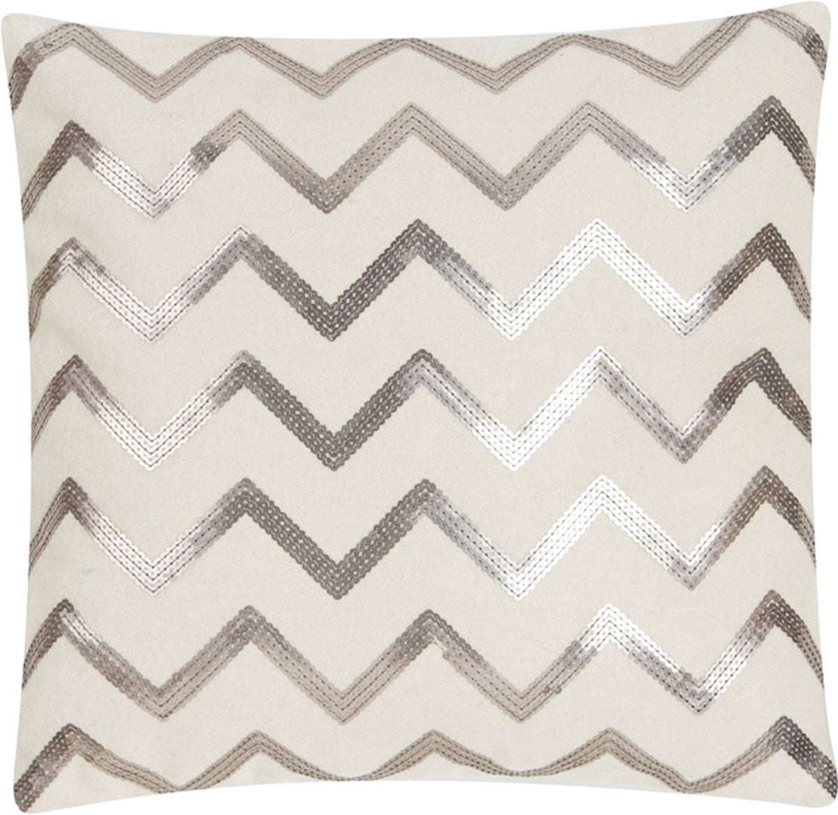 Zigzag Sequin Off Wit Sierkussen voor Woonkamer of Slaapkamer, 45 x 45 cm