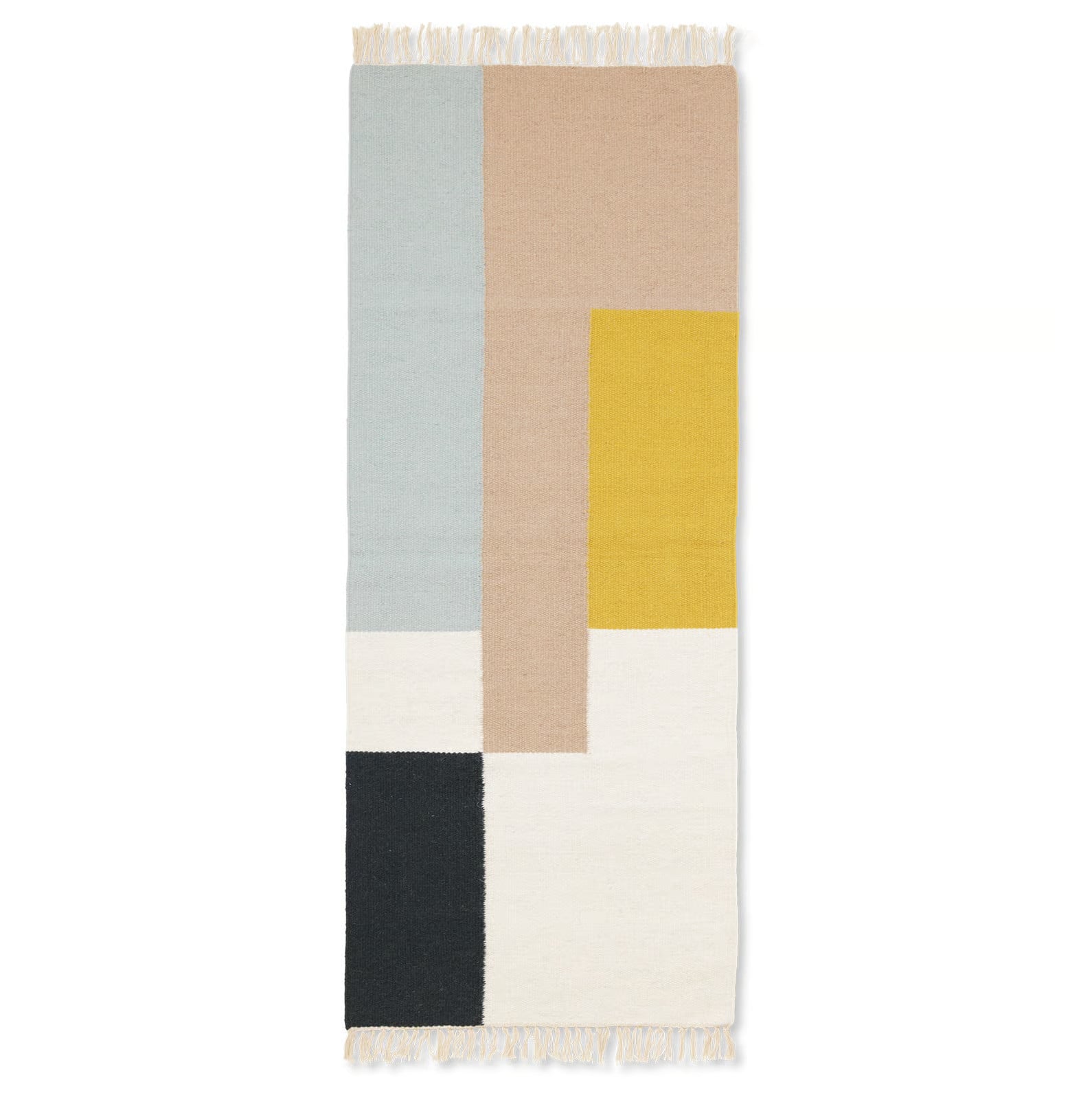 Ferm Living Kelim vloerkleed Squares met geometrisch patroon B/D: 70 x 180 cm