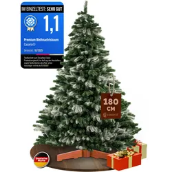 Künstlicher Weihnachtsbaum Premium 180cm Schnee-Optik PE / PVC Holzständer FSC®