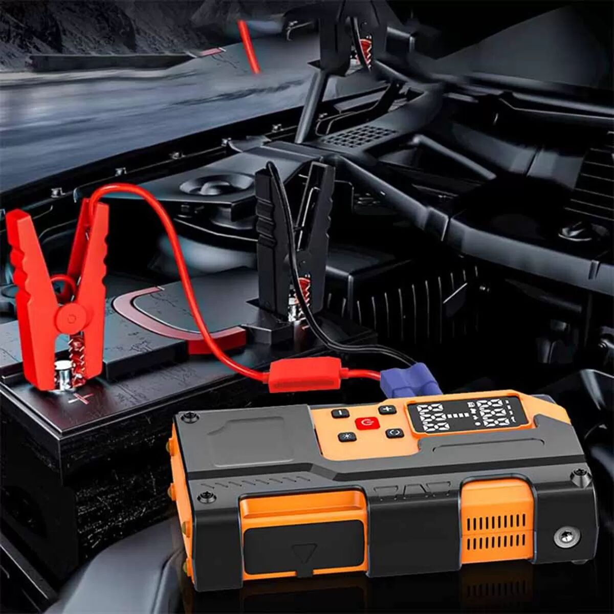 INF Hochleistungs-Autostarthilfe mit Luftkompressor – 10000mAh Reifenfüllgerät & Powerbank, 120W 12V, Type-C-Ladung,