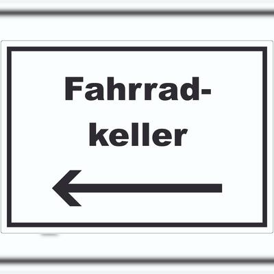 HB-Druck Fahrradkeller Aufkleber mit Text und Richtungspfeil links Rad Bike waagerecht A0 (841x1189mm)
