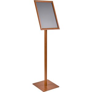 Böttcher-AG Infoständer Fusion aus Aluminium, Holzoptik, A3, 100 cm Höhe, Hoch- oder Querformat
