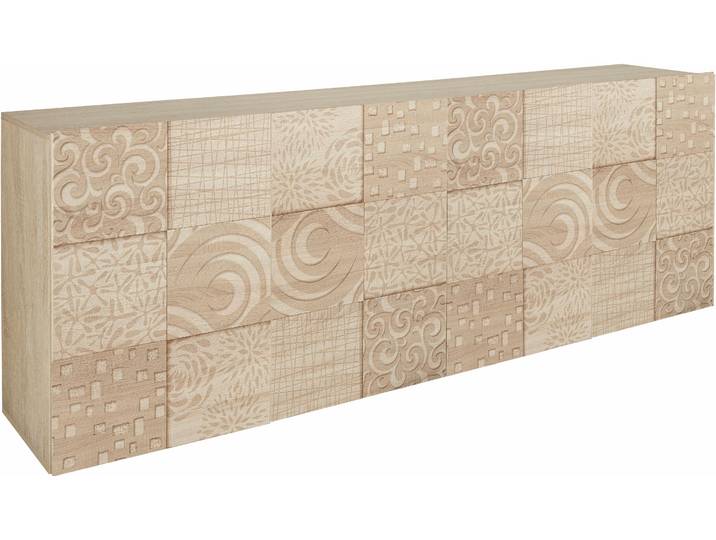 Sideboard HOME AFFAIRE Miro , braun (eichefarben sägerau mit siebdruck), Sideboards, Sideboard, Breite 241 cm mit dekorativem Siebdruck